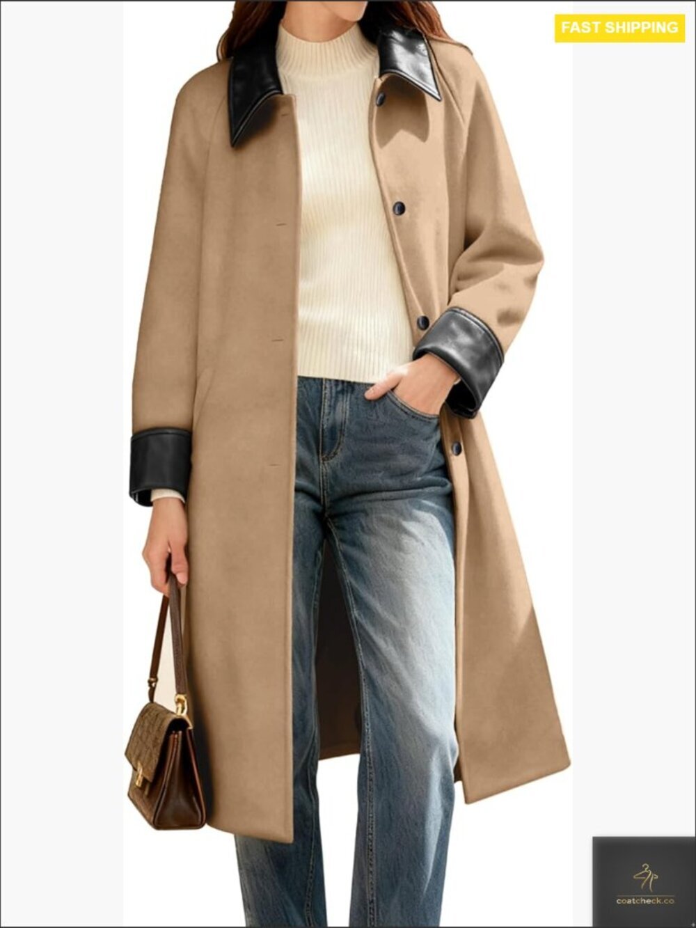 Heavyweight Wool Blend Peacoat Classic Oversized Chic Winter Coat Long Sleeve